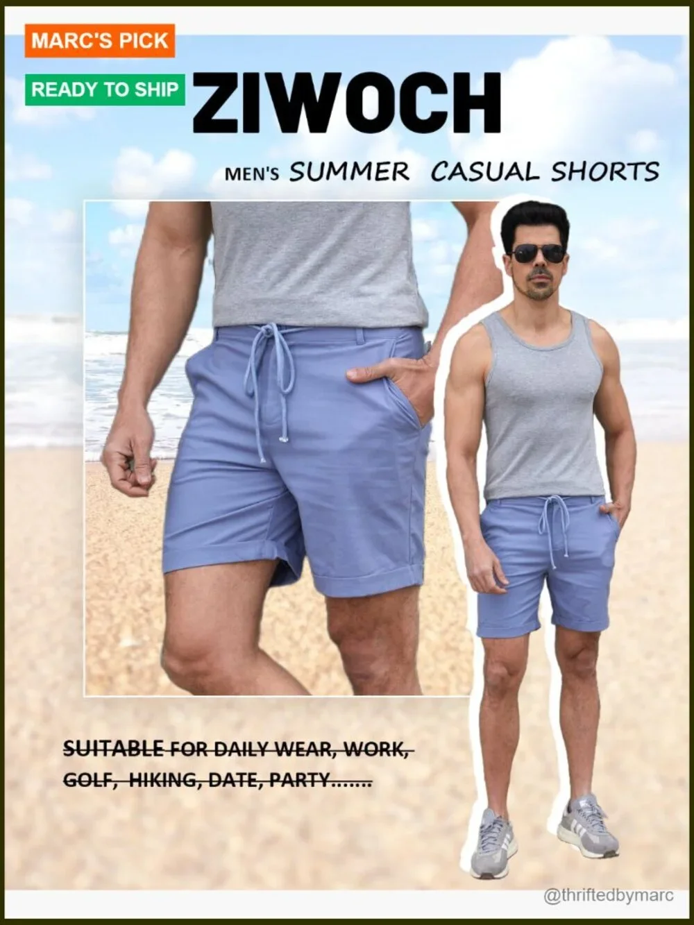 Men's Linen Cotton Shorts Elastic Waist Flat Front Lightweight Summer